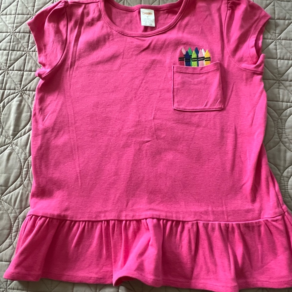 Pink Kids Shirt with Crayon Pocket